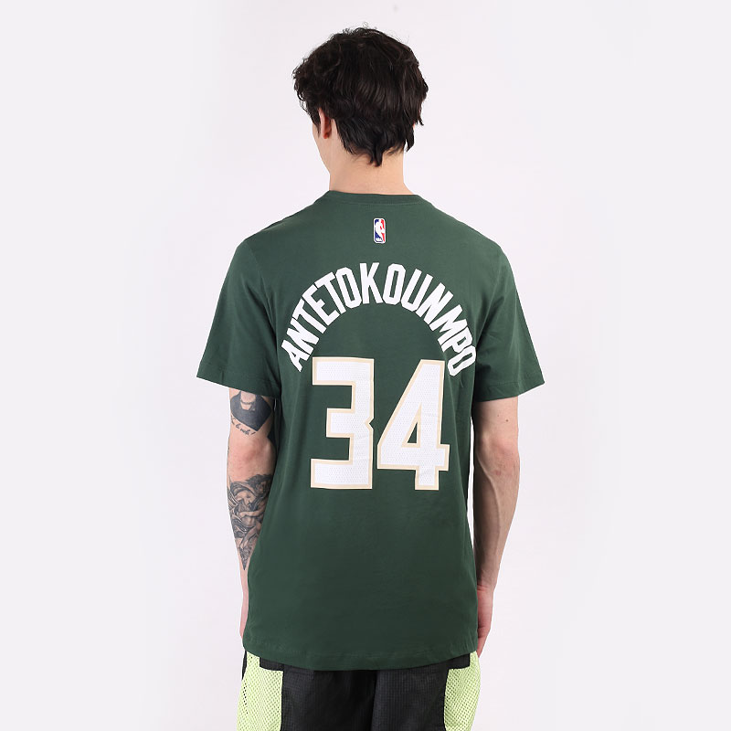 мужская зеленая футболка Nike NBA Giannis Antetokounmpo Bucks Tee CV8534-326 - цена, описание, фото 4